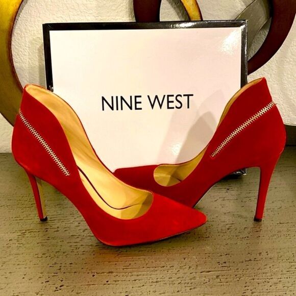 ❤️Nine West Felycia Red Genuine Suede Pumps - Picture 1 of 11